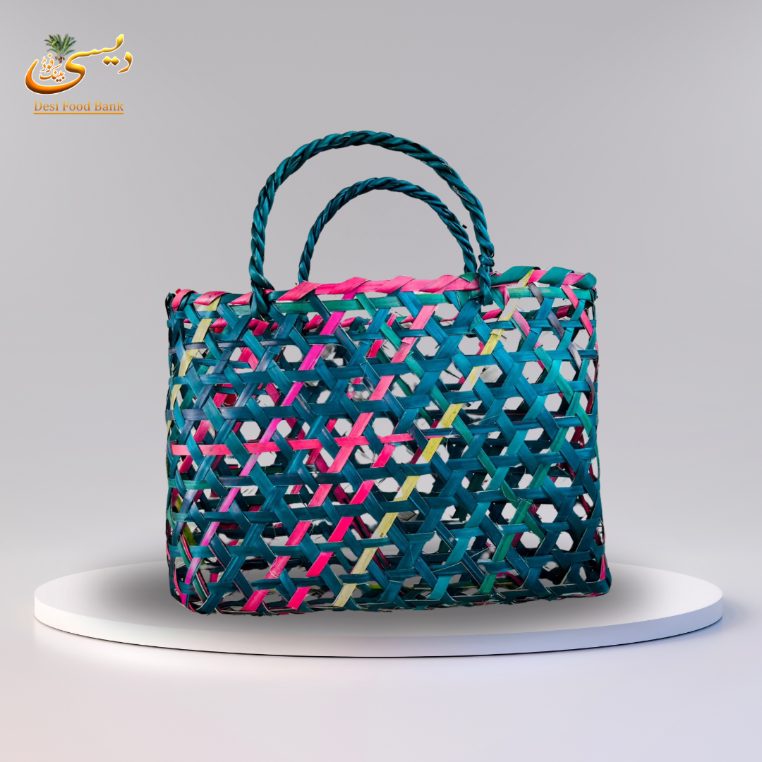 Unique Woven Basket: Add a Pop of Color | Made in Pakistan (Sindh)